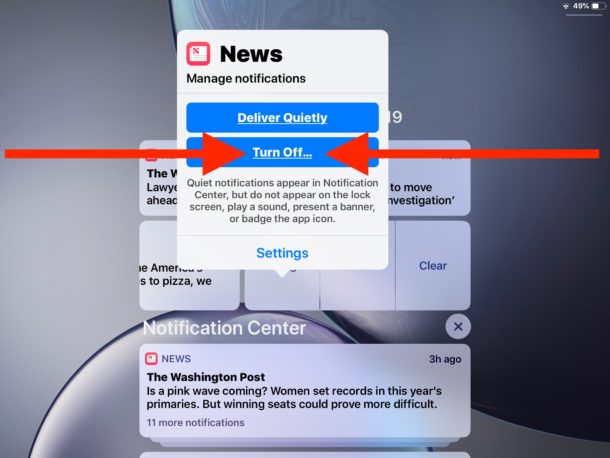 Disable notifications easier in iOS 12