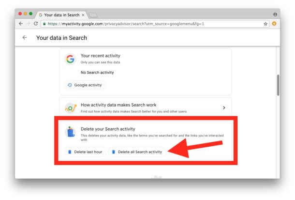 Delete Google search activity