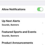 TV Notification settings for ads products events sports etc