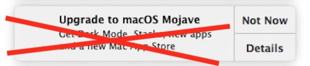 Отключить уведомления об обновлении до MacOS Mojave