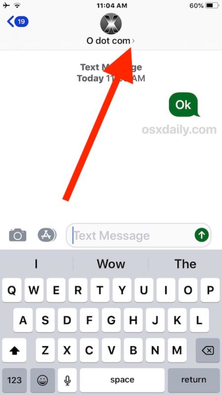 How to find the Info Details button in Messages for iOS 12