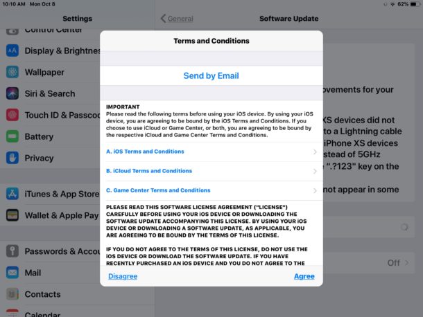 Stuck on Terms and Conditions with iOS update