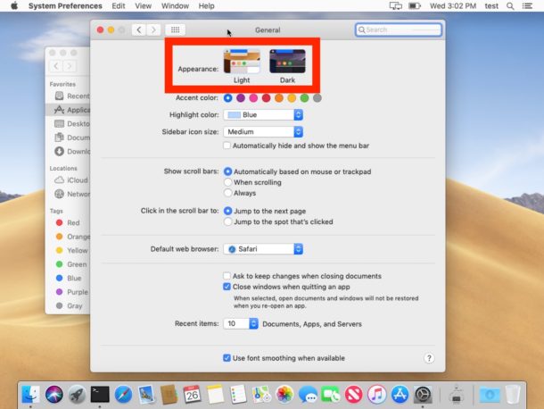 How to change light appearance in Mac OS