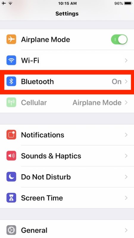 Check Bluetooth status in Settings app