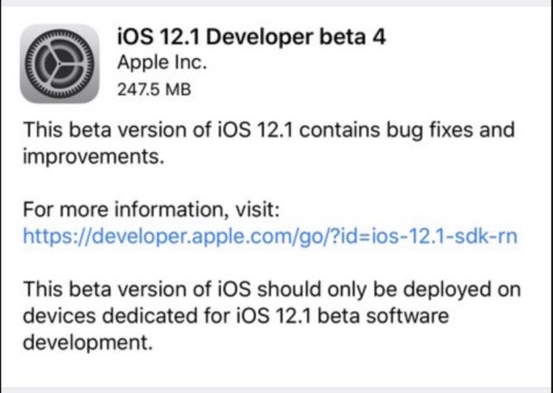 iOS 12.1 beta 4