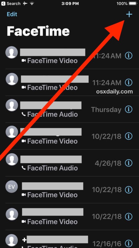 How to start a group FaceTime video chat in iOS