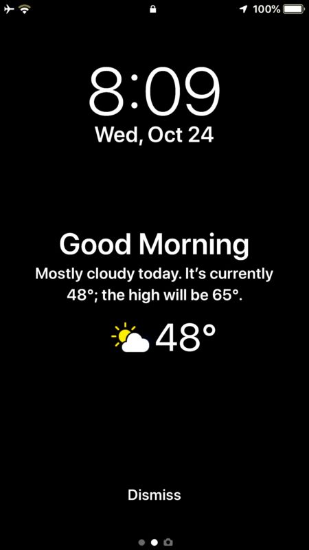 The iPhone weather lock screen widget