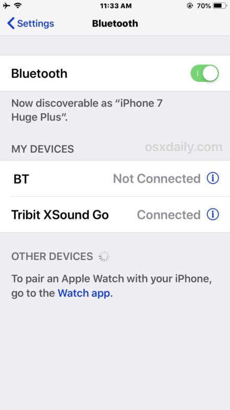 Bluetooth speaker successfully connected to iPhone or iPad