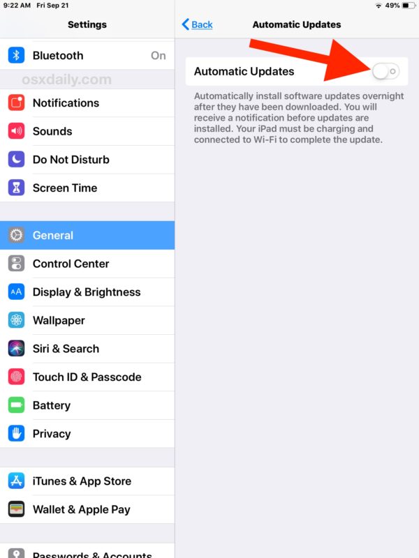 How to disable automatic iOS software updates