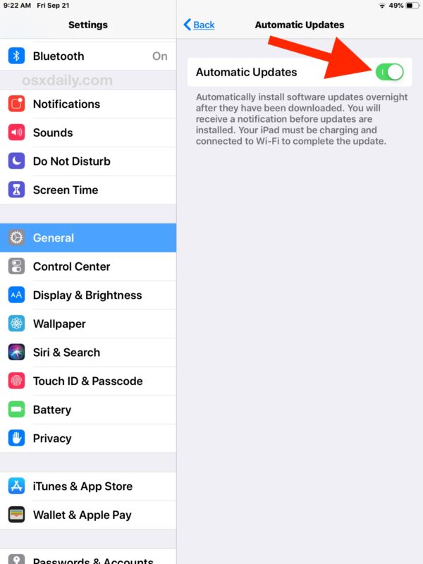 Enabling automatic iOS software updates