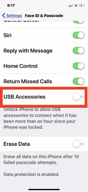Как включить режим ограничения USB на iPhone или iPad