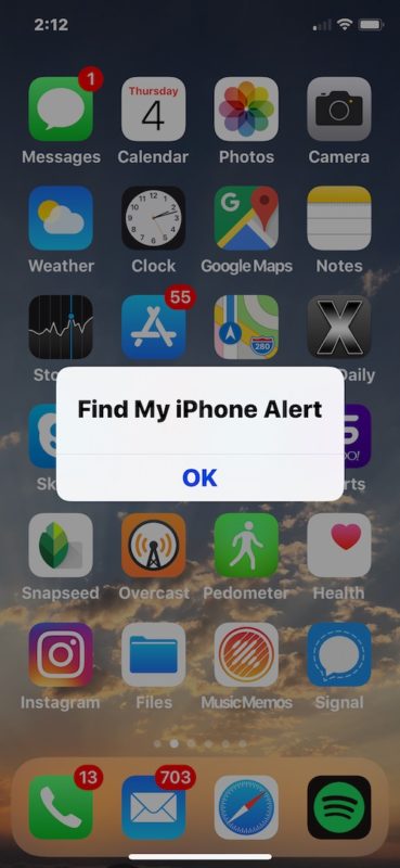 Find My iPhone alert on iPhone triggered by Siri
