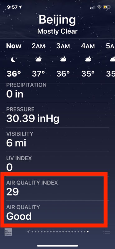 Get Air Quality information in Weather app on iPhone