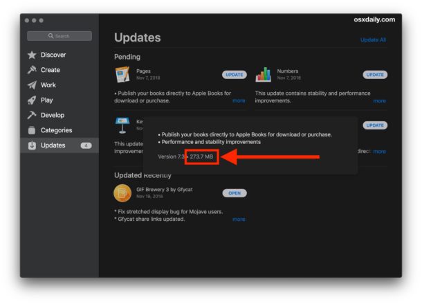 How to see the size of Mac App Store updates before downloading them