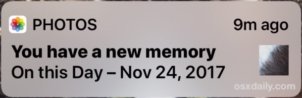 You have a new memory iPhone alert