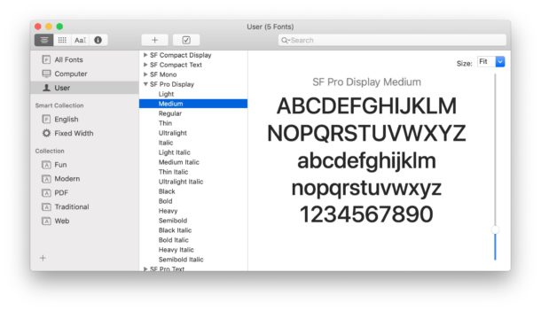 Шрифты San Francisco установлены на Mac