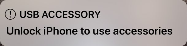 Сообщение USB Accessory Unlock iPhone для использования аксессуаров