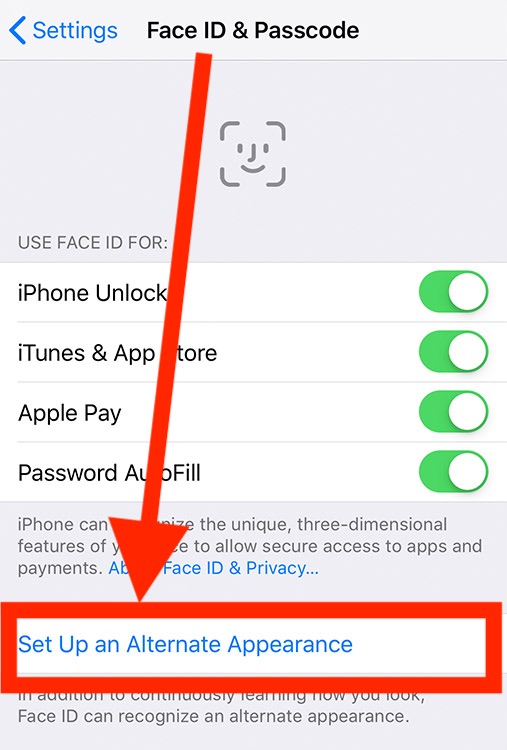 How to add a second face to Face ID on iOS