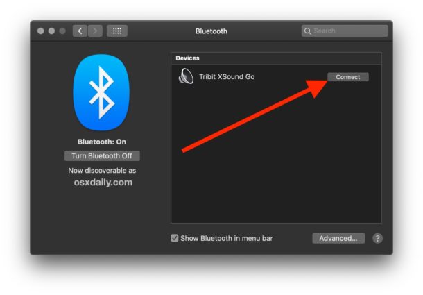 Connect to the Bluetooth speaker from Mac