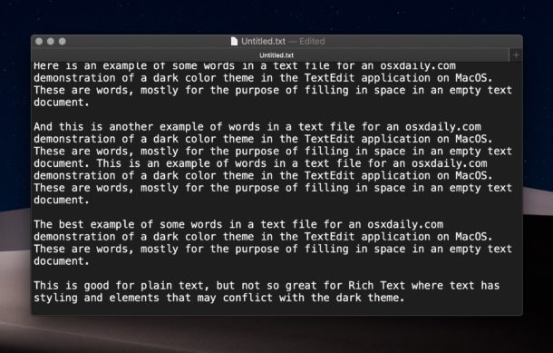 Темный режим в TextEdit для Mac