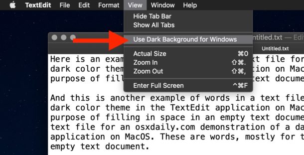 Использовать темный режим в TextEdit на Mac