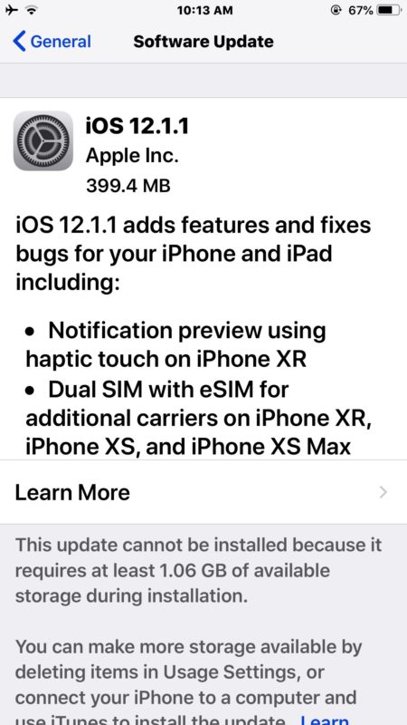 iOS 12.1.1 update download