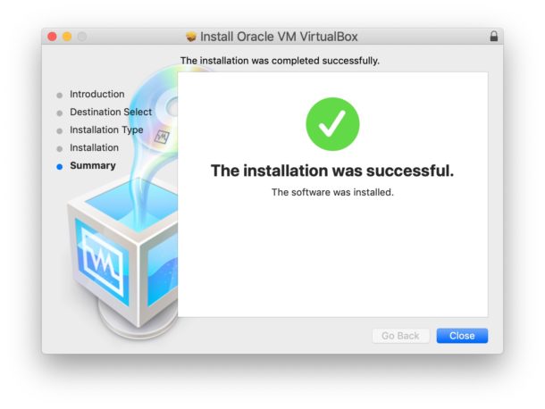 Virtualbox successful install