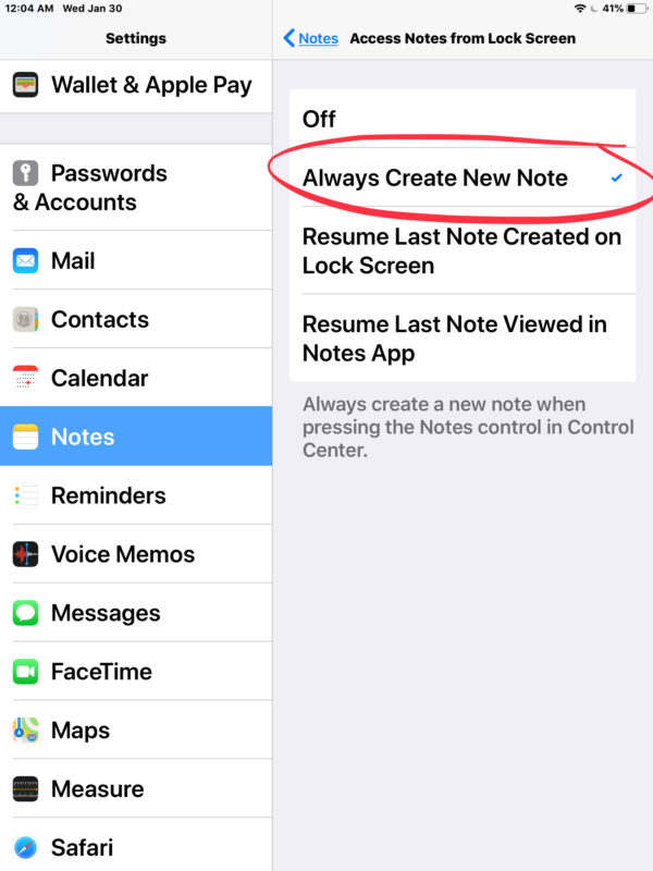 Enable Lock Screen Notes in iOS