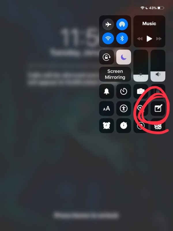 Choose the Notes icon to create a new note
