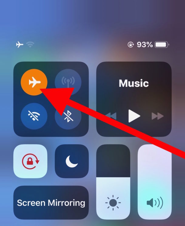How to enable AirPlane mode from Control Center