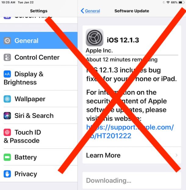 How to stop iOS updates while downloading