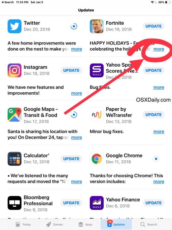 How to see the size of App Store updates in iOS
