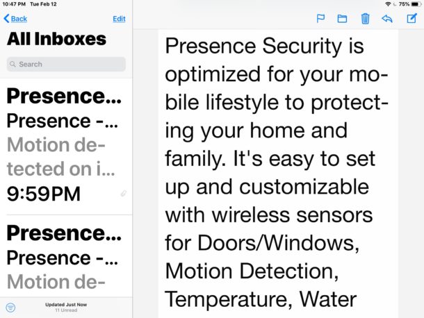 Large fonts in Mail for iPad