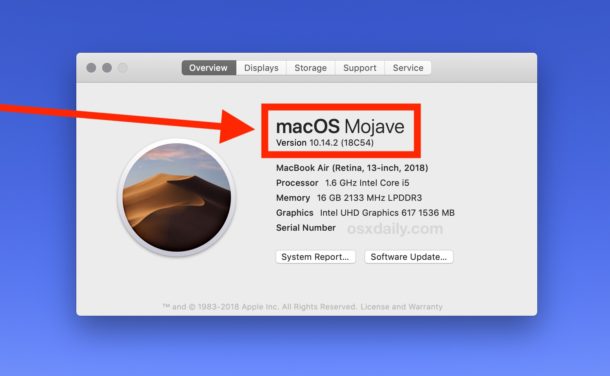 Посмотрите, какая версия Mac OS работает и установлена ​​на Mac