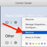 Delete a virtual machine from Parallels by right click
