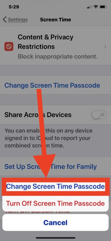 How to change Screen Time Passcode