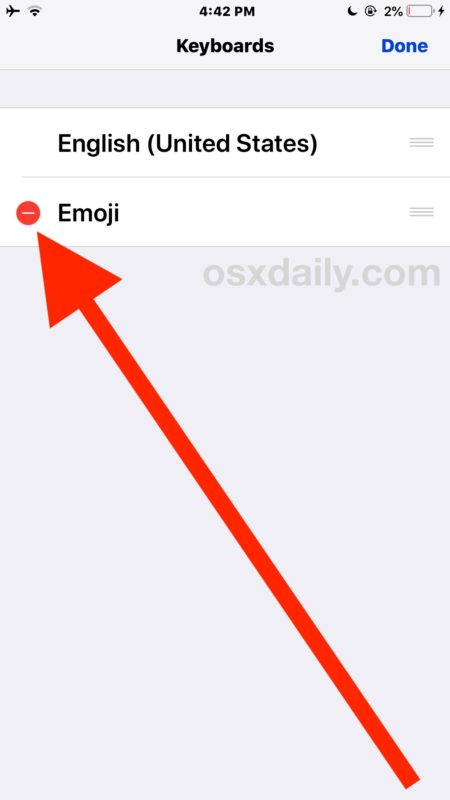 How to remove Emoji keyboard button from iOS on iPhone or iPad