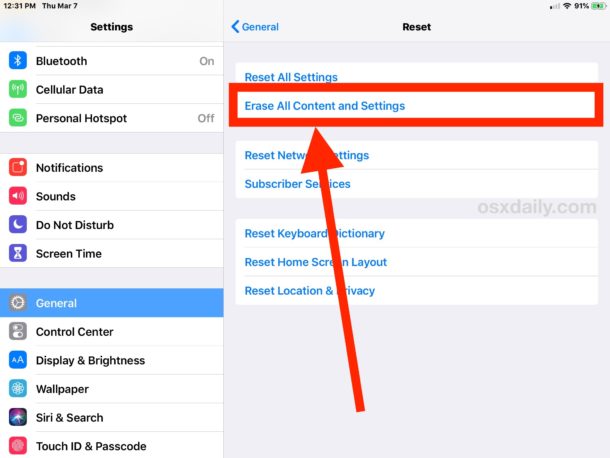 How to reset and erase iPad