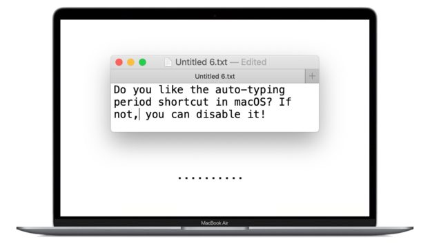 Как остановить периоды набора текста на Mac автоматически