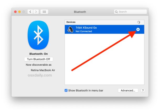 Как удалить устройство Bluetooth с Mac