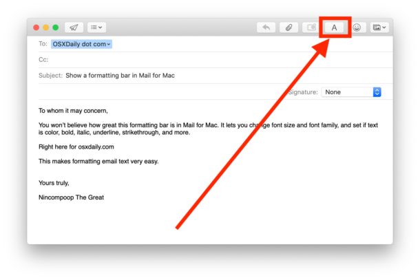 How to show and use font formatting options in Mail for Mac