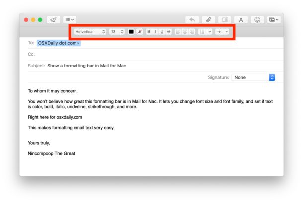 Как форматировать электронные письма в Mail для Mac