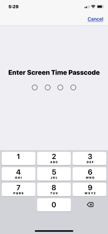 Какой пароль для экранного времени в iOS