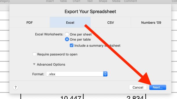 How to convert Numbers spreadsheet to Excel on Mac