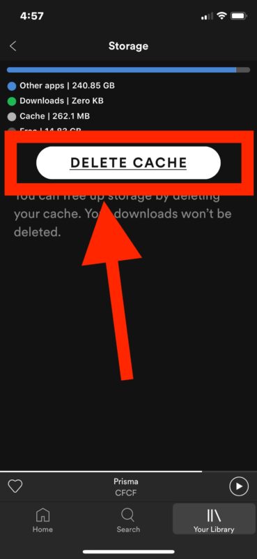 How to delete cache from Spotify on iPhone or iPad