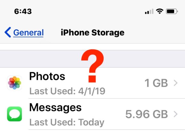 iPhone shows photos in Storage when there are none