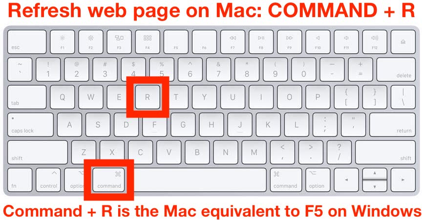 How to refresh webpage on Mac with F5 equivalent Command R