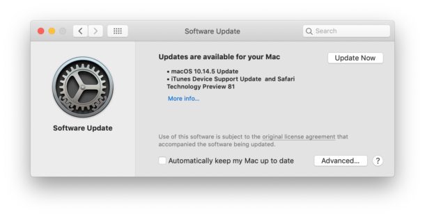 MacOS 10.14.5 обновить