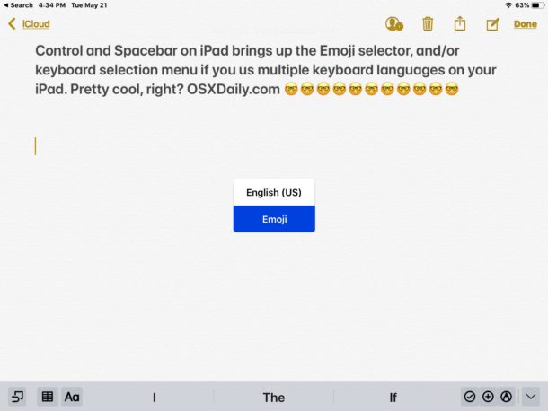 Quick Emoji keyboard shortcut on iPad