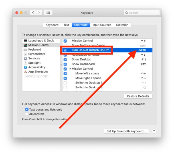 How to set a Do Not Disturb keyboard shortcut for Mac